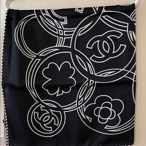 Black Monochrome Silk Scarf